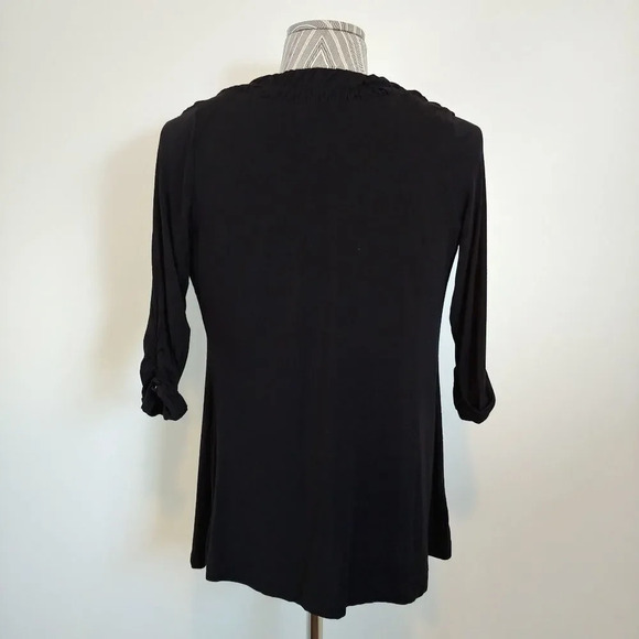 Novita Black Cardigan with Ruched Sleeves, M - Picture 5 of 6